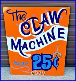18X24 HAND PAINTED ARCADE GAME THE CLAW MACHINE Sign Circus Amusement Park ART