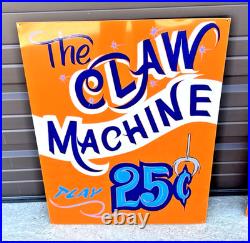 18X24 HAND PAINTED ARCADE GAME THE CLAW MACHINE Sign Circus Amusement Park ART