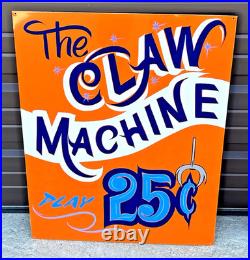 18X24 HAND PAINTED ARCADE GAME THE CLAW MACHINE Sign Circus Amusement Park ART