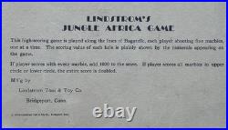 1934 Lindstrom's Jungle Africa Bagatelle Tabletop Pinball Game VTG Tin Toy