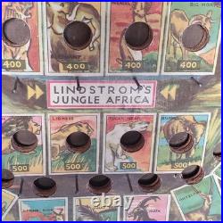 1934 Lindstrom's Jungle Africa Bagatelle Tabletop Toy Pinball Game Vintage