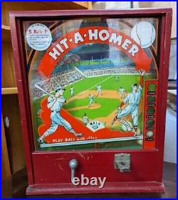 1940's Rare Hit A Homer penny Trade stimulator baseball Abco pinball game 1 cent