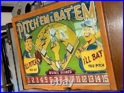 1948 Scientific BAT'EM & PITCH'EM Vintage BASEBALL PINBALL Game HERSHEY PARK