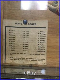 1949 Williams Yanks Baseball Vintage Old Pinball Machine Working Condition RARE