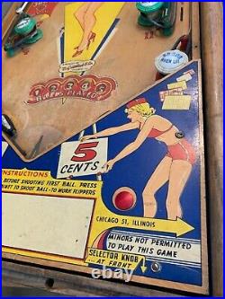 1950 Vintage Pinball Wood Rail Machine Select-A-Card D. Gottlieb Arcade RARE