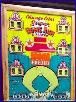 1954 Chicago Coin Home Run 6 Player Pinball Machine COLLECTIBLE