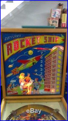 1958 Gottlieb Rocket Ship Woodrail Dual Flipper Pinball Shopped Beautiful Piece