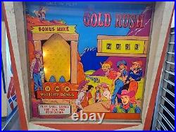 1960's BALLY GOLD RUSH PINBALL MACHINE NEEDS COIN MECH & MAYBE MORE