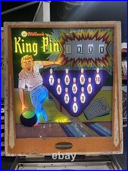 1962 King Pin Pinball Machine New Backglass Professional Techs Bowling Theme