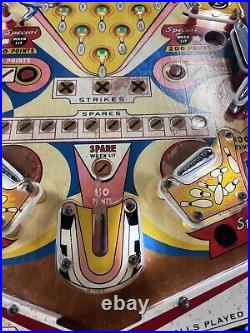 1962 King Pin Pinball Machine New Backglass Professional Techs Bowling Theme