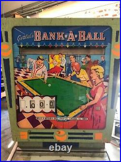 1965 Gottlieb Bank-A-Ball Pinball Machine Rare Wedgehead Animated back Glass