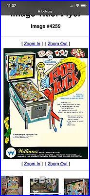 1968 Williams Lady Luck pinball machine fully functional UNIQUE