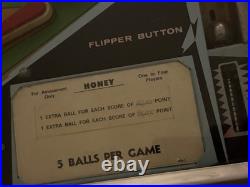 1972 Williams Honey Pinball Machine 4 Player EM Vintage Arcade Works