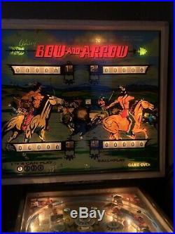 1975 Bally BOW & ARROW Beautiful Original BackglassVery Nice