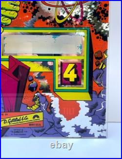 1979 The Incredible Hulk Pinball Machine Back Glass Original Excellent Cond