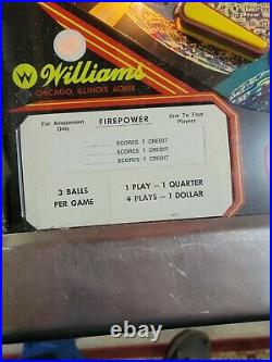 1980 Williams Firepower Pinball Machine Plays Great-steve Ritchie Design