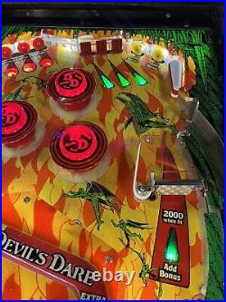 1982 Gottlieb Devil's Dare Pinball Machine Professional Techs Devils Full Leds