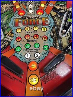 1986 Special Force Pinball Machine Leds Professional Techs Data Military