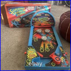 70s vintage Superman Spinball Pinball manual arcade Game Mattel broke orig box