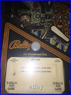 Antique Bally Vector pinball machine. Works great