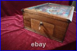 Antique Derby 5 Cent Pinball Machine Counter Top Horse Race Game Non-elect