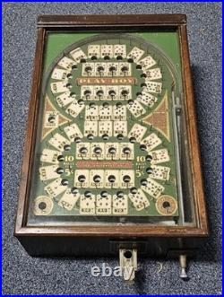 Antique Wooden Table Top Play-Boy Poker Pinball Machine Works