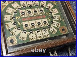 Antique Wooden Table Top Play-Boy Poker Pinball Machine Works