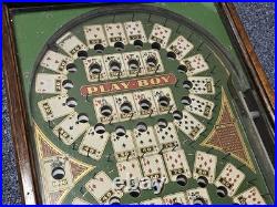 Antique Wooden Table Top Play-Boy Poker Pinball Machine Works