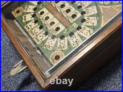 Antique Wooden Table Top Play-Boy Poker Pinball Machine Works