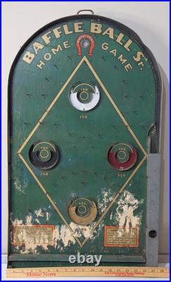 Baffle Ball Sr. Pinball Home Game VTG INCOMPLETE HAS DAMAGE PARTS REPAIR DISPLAY