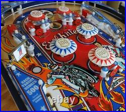 Bally 1977 Evel Knievel Pinball Machine. Restored beautifully with new playfield