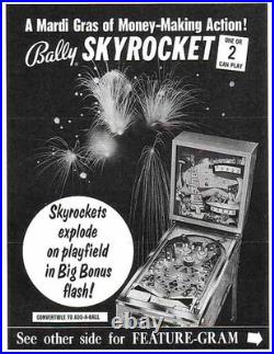 Bally Sky Rocket 1971 Pinball Wall Art LED Backglass Arcade Decor