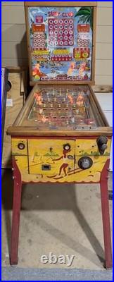 Bally Surf Club Pinball Machine 1960s Vintage Bingo Arcade Lights On, No Play GA