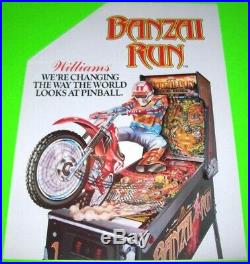 Beautifully restored! Banzai Run 1988 Williams pinball machine! New playfield