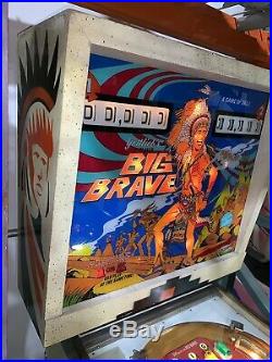 Big Brave Indian Pinball Machine Coin Op Gottlieb Western 1974 Free Shipping