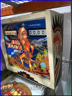 Big Brave Indian Pinball Machine Coin Op Gottlieb Western 1974 Free Shipping