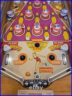 Bowling League Flipperless (Pinball) Machine (Gottlieb) 1947 RESTORED