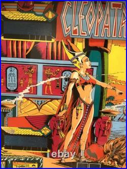 CLEOPATRA Pinball BACKGLASS by GOTTLIEB 1977 Wood Framed CLEOPATRA Pinball BACKGLASS by GOTTLIEB 1977 Wood Framed