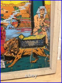 CLEOPATRA Pinball BACKGLASS by GOTTLIEB 1977 Wood Framed CLEOPATRA Pinball BACKGLASS by GOTTLIEB 1977 Wood Framed