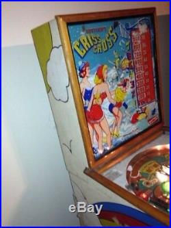 Criss Cross Pinball Machine, Very Rare Has Some Cabinet Damage Issues