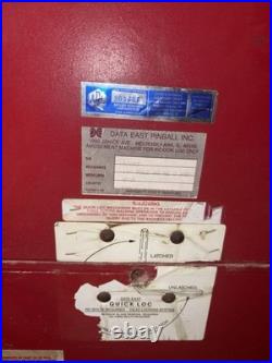 DATA EAST PINBALL MACHINE, LIGHT, SOUND, NEEDS MINOR REPAIRS Required