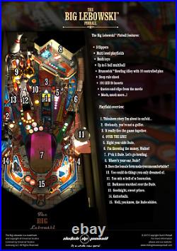 Dutch Pinball The BIG LEBOWSKI with Lit Apron upgrade & Hologram Topper