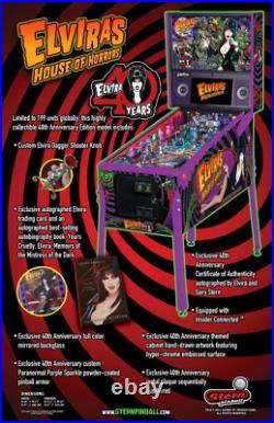 ELVIRA's House Of Horrors 40th Anniversary Edition pInball NIB with topper, etc