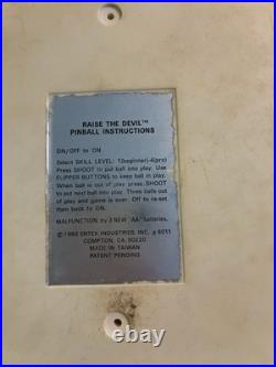 Entex Electronics Raise the Devil Handheld Pinball Machine 1980 Vintage