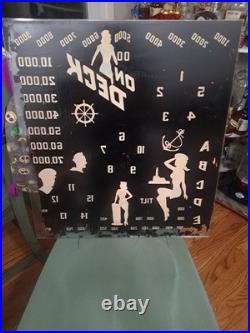 GOTTLIEB, S, ON DECK, Original Pinball Machine BACK GLASS, 1964
