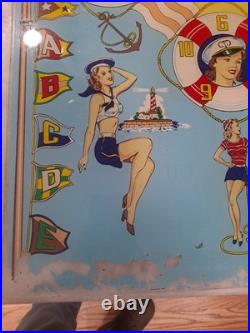 GOTTLIEB, S, ON DECK, Original Pinball Machine BACK GLASS, 1964