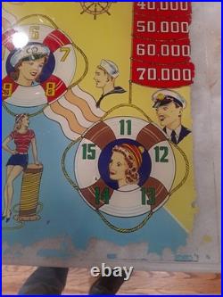 GOTTLIEB, S, ON DECK, Original Pinball Machine BACK GLASS, 1964