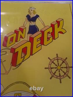 GOTTLIEB, S, ON DECK, Original Pinball Machine BACK GLASS, 1964