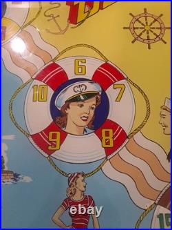 GOTTLIEB, S, ON DECK, Original Pinball Machine BACK GLASS, 1964