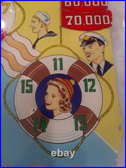 GOTTLIEB, S, ON DECK, Original Pinball Machine BACK GLASS, 1964